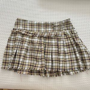 Danielle Guizio Plaid Pleated Safety Pin Mini Skirt